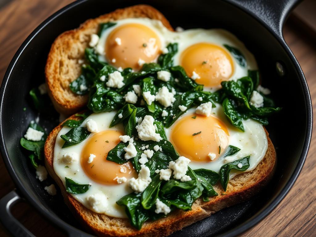 Eggs, Spinach & Feta on Wholegrain — organic whole-food recipe