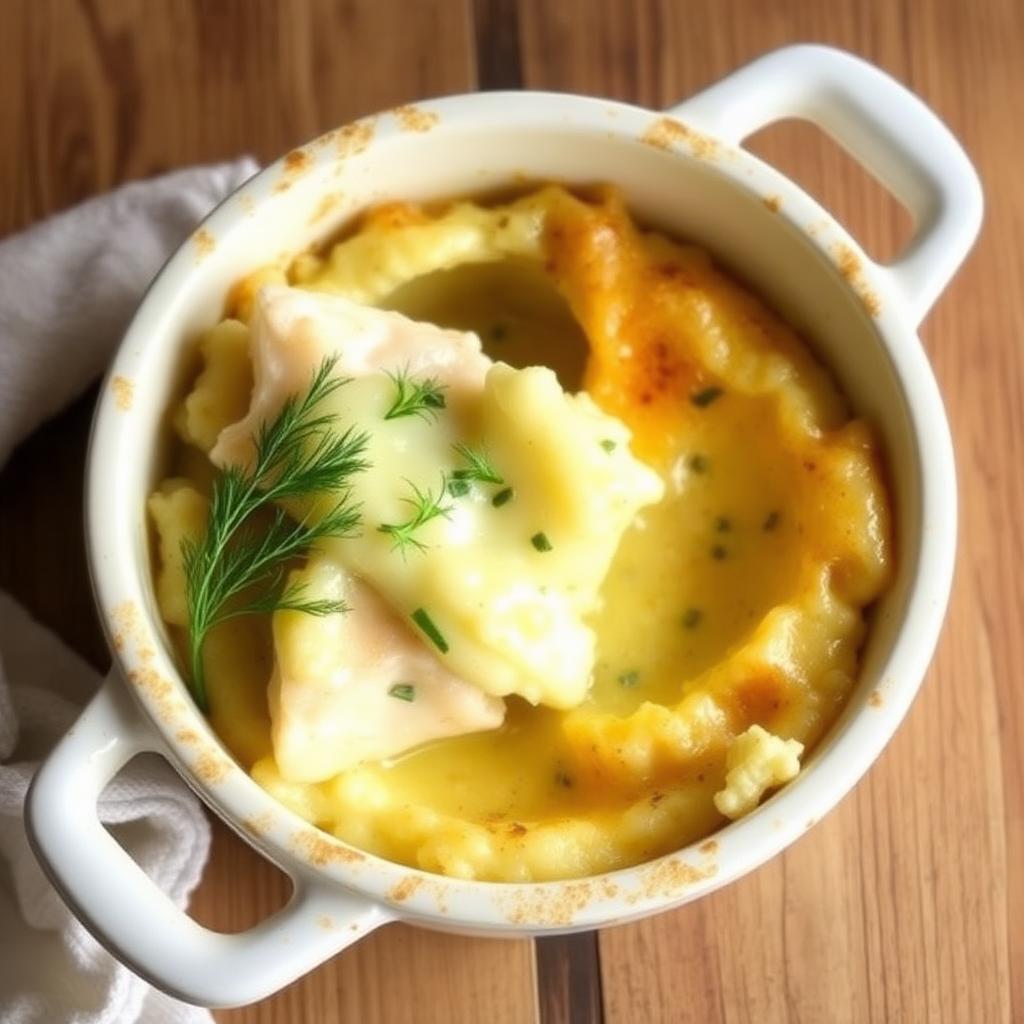 Creamy Fish Pie with Cauliflower Mash — organic whole-food recipe