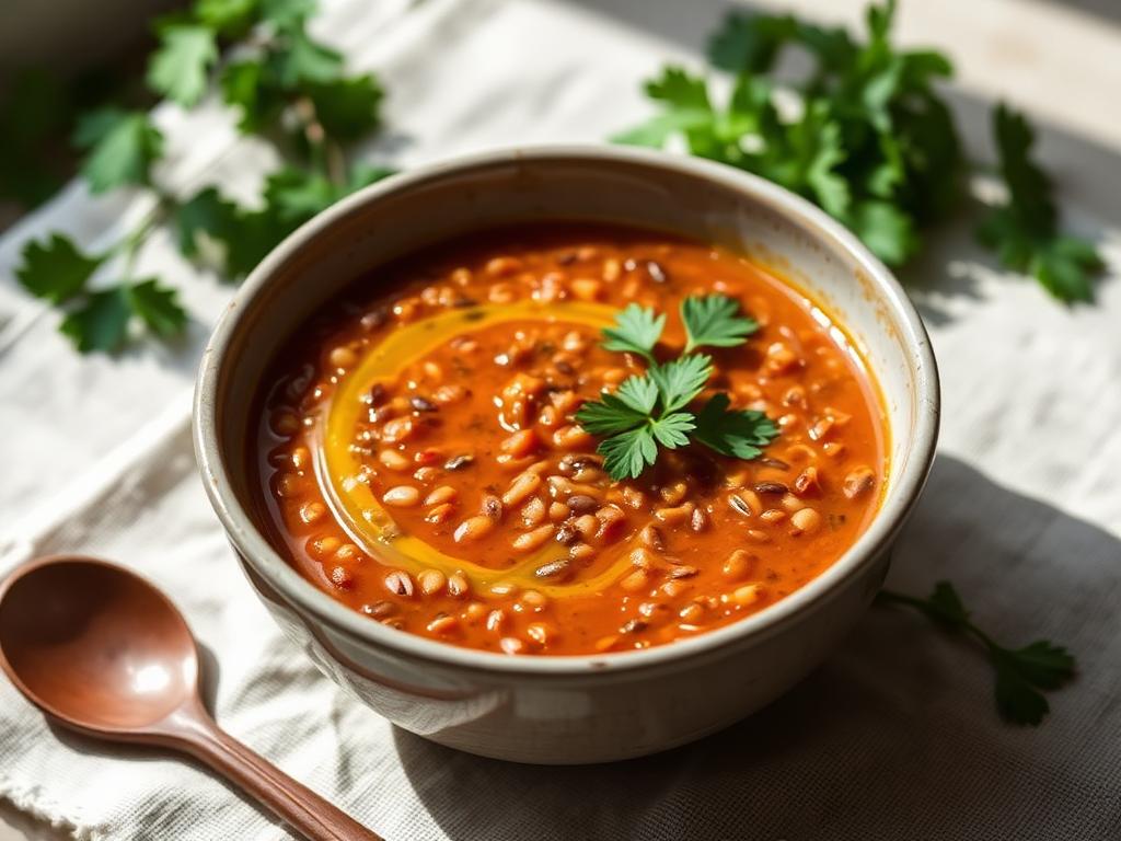 Red Lentil & Fresh Tomato Soup — organic whole-food recipe