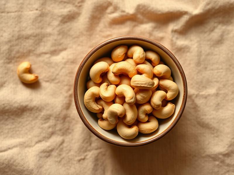 Bowl of plain unsalted cashew nuts