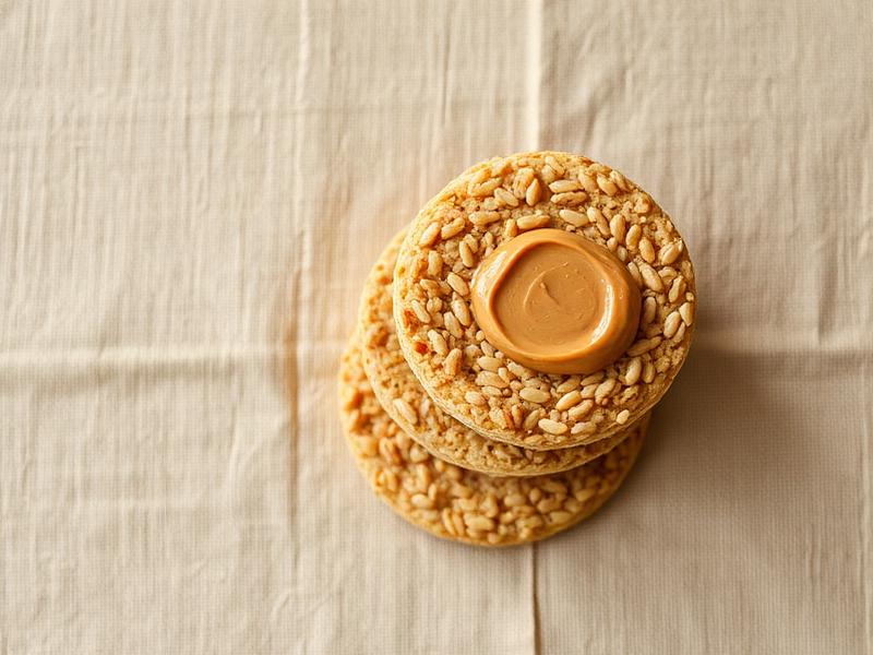 Stack of brown rice cakes with nut butter